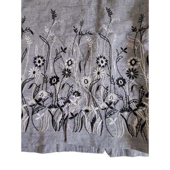 NWT Coldwater Creek Jacket Blazer‎ Women's XL Blue Linen Floral Embroidered Work - Picture 3 of 12